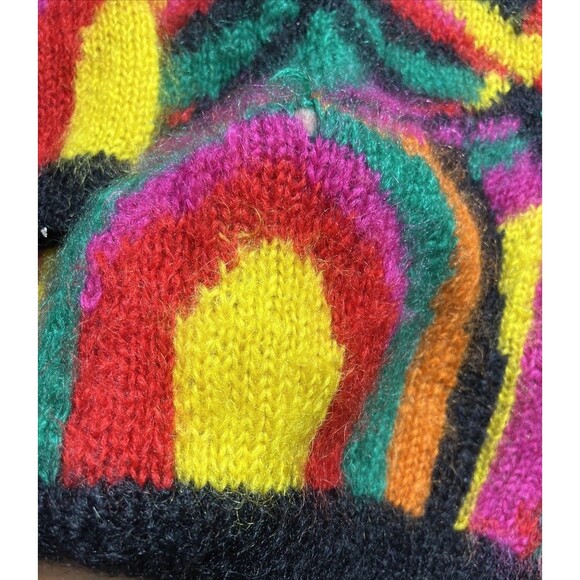 Vintage Classiques Mohair Acrylic Fuzzy Colorful Cardigan Sweater 80s Sz M - Picture 9 of 13